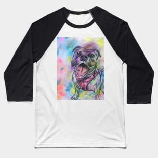 Staffordshire Bull Terrier Rainbow Baseball T-Shirt